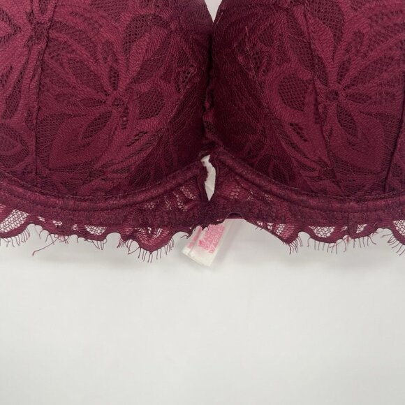 Victorias Secret PINK Date Pushup Bra Sexy Lace Underwire 32DD - Picture 3 of 7